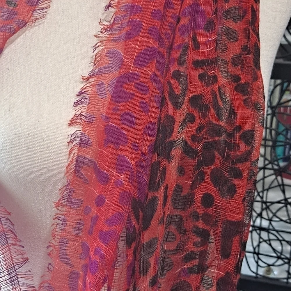 Collection Eighteen Infinty Loop Scarf Red Animal Print NWT